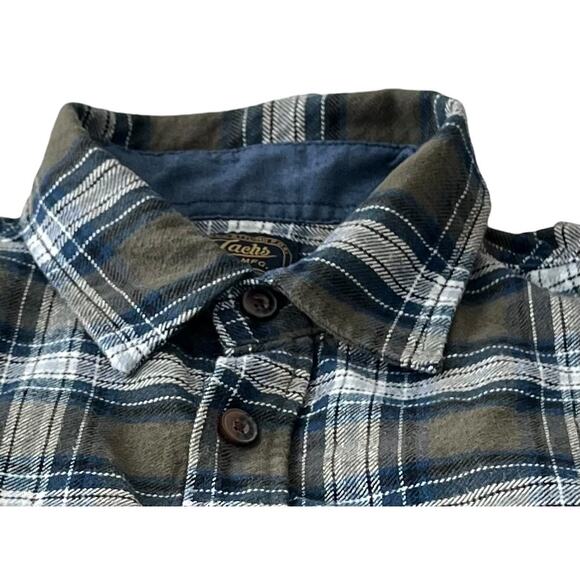 JACHS LONG SLEEVE BUTTON HERITAGE FLANNEL SHIRT, MENS, XL-BLUE OLIVE GREEN PLAID - Picture 2 of 12